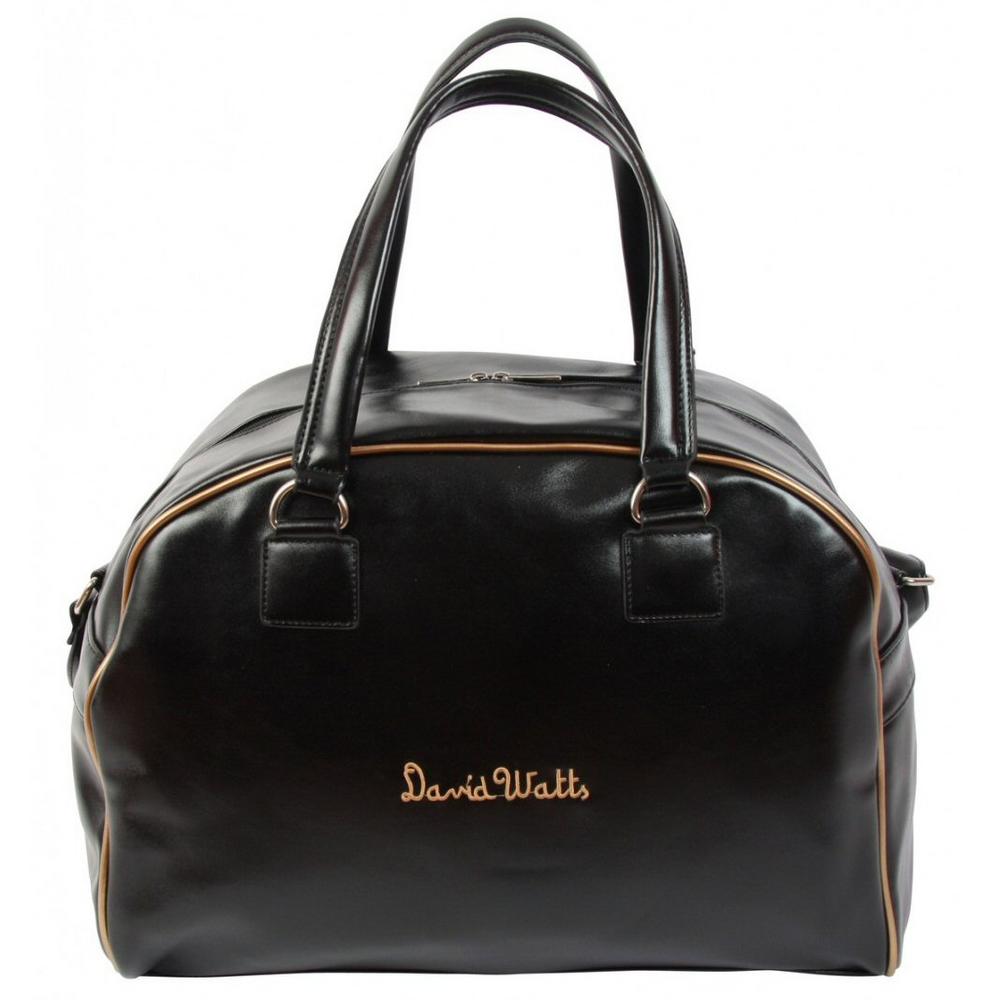 David Watts Retro Sports Holdall Bowling Bag Black with Gold Trim